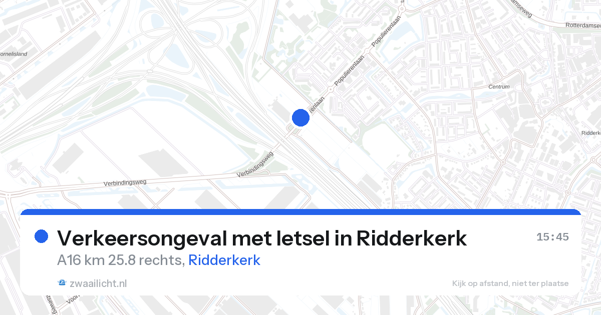 Verkeersongeval met letsel in Ridderkerk — 27 aug 2026