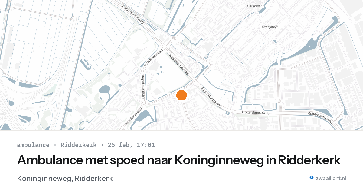 Ambulance met spoed naar Koninginneweg in Ridderkerk — 25 feb 2026