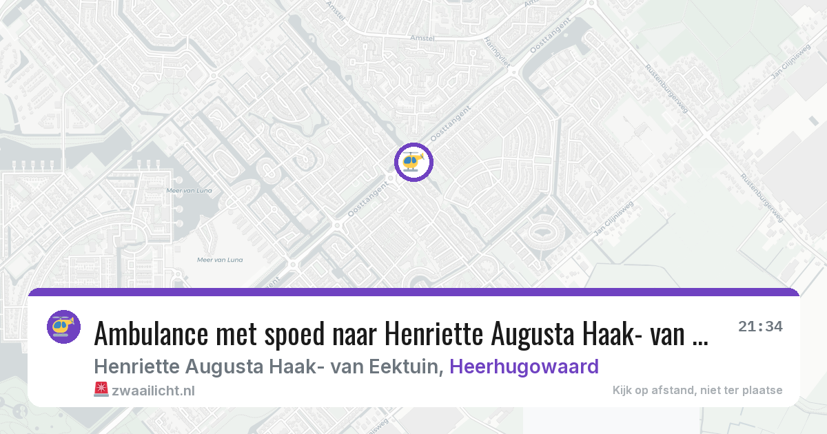 Ambulance met spoed naar Henriette Augusta Haak- van Eektuin in Heerhugowaard — 25 jul 2026