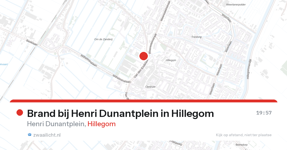 Brand bij Henri Dunantplein in Hillegom — 22 aug 2026