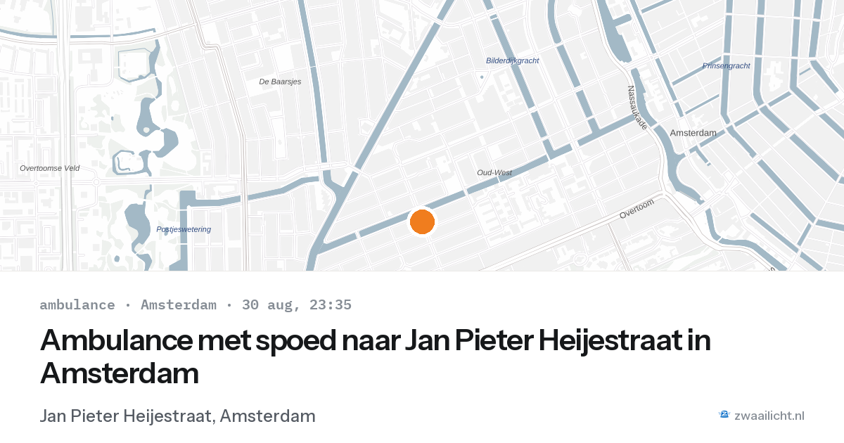 Ambulance met spoed naar Jan Pieter Heijestraat in Amsterdam — 30 aug 2026