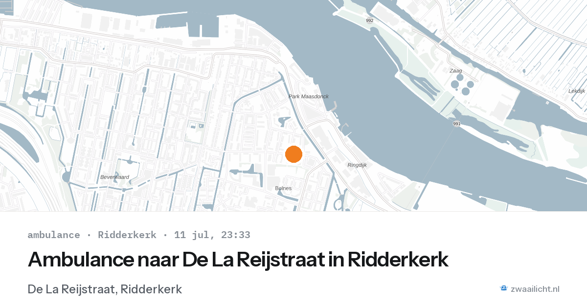 Ambulance naar De La Reijstraat in Ridderkerk — 11 jul 2026