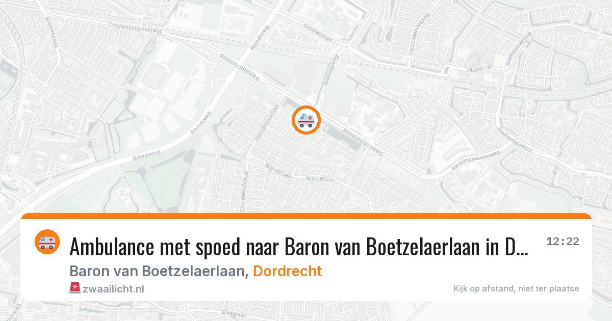 Ambulance met spoed naar Baron van Boetzelaerlaan in Dordrecht — 9 aug 2026