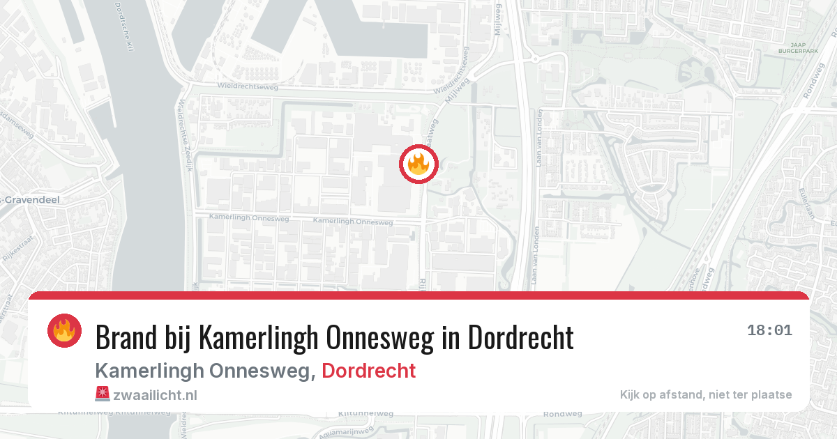 Brand bij Kamerlingh Onnesweg in Dordrecht — 8 aug 2026