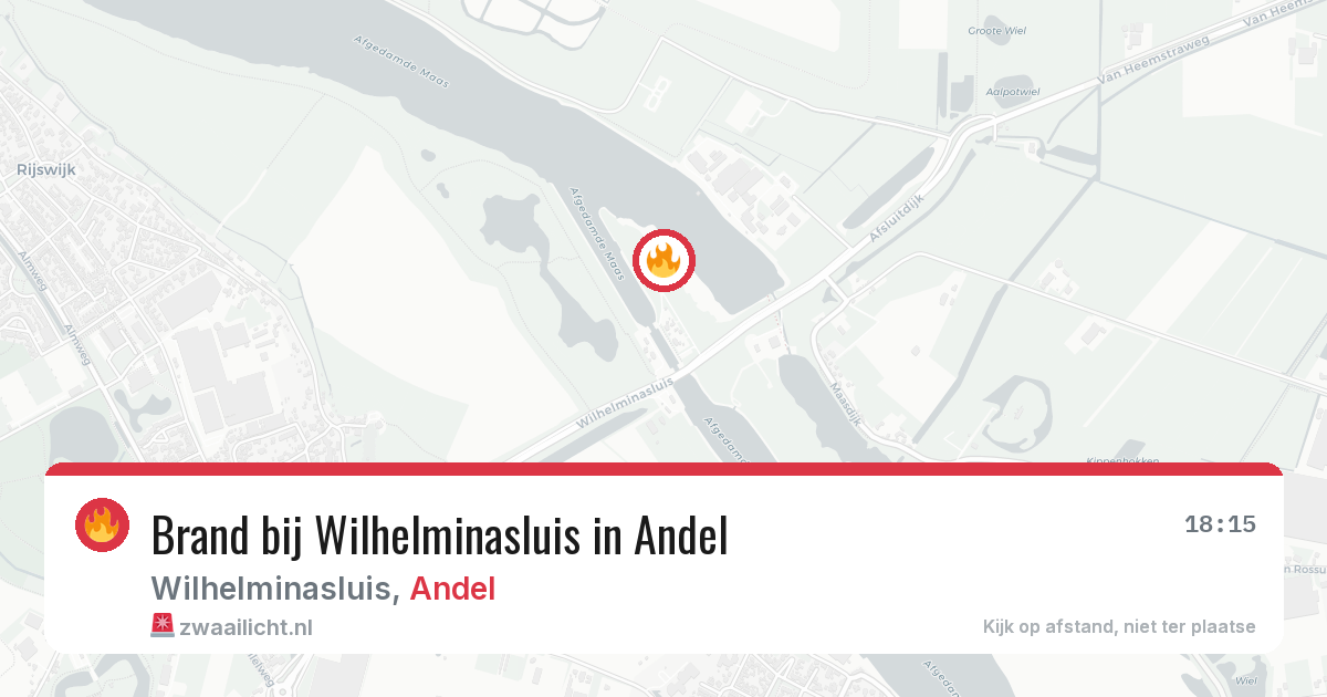 Brand bij Wilhelminasluis in Andel — 1 mei 2026