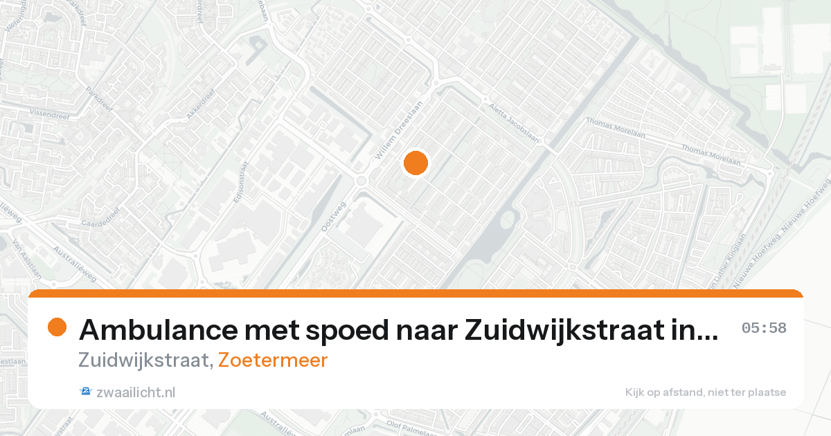 Ambulance met spoed naar Zuidwijkstraat in Zoetermeer — 16 aug 2026