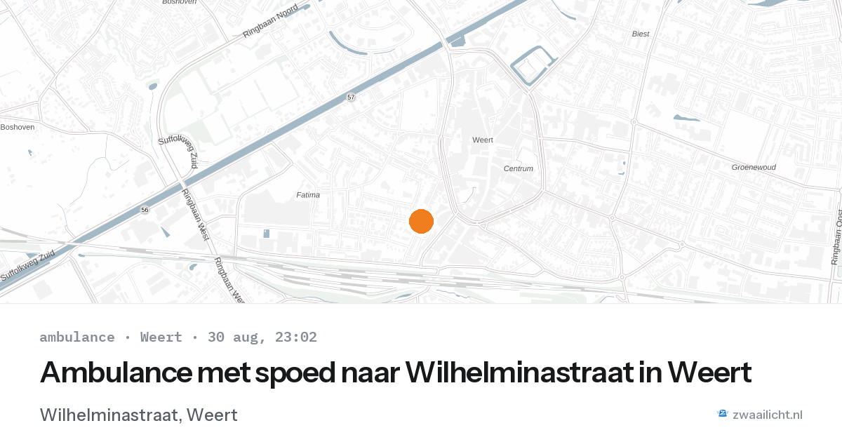 Ambulance met spoed naar Wilhelminastraat in Weert — 30 aug 2026