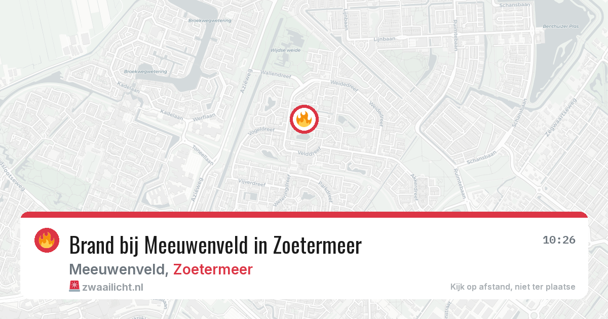 Brand bij Meeuwenveld in Zoetermeer — 14 aug 2026