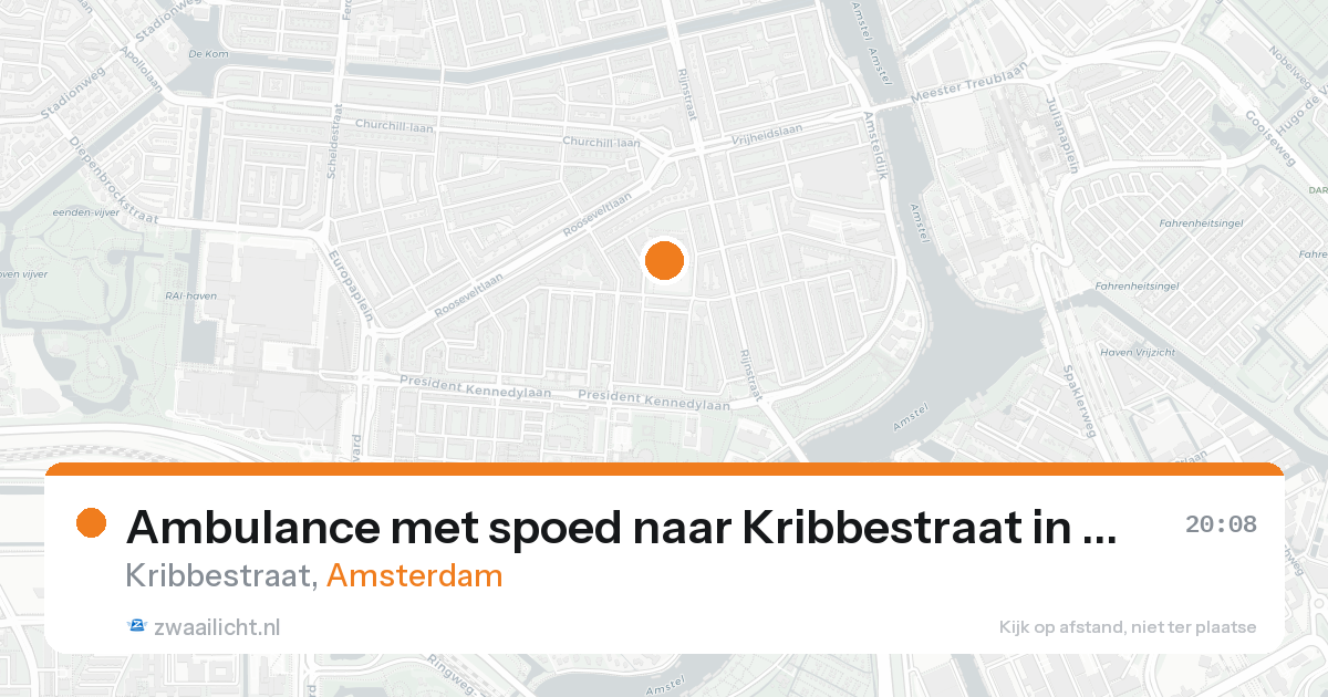 Ambulance met spoed naar Kribbestraat in Amsterdam — 20 aug 2026