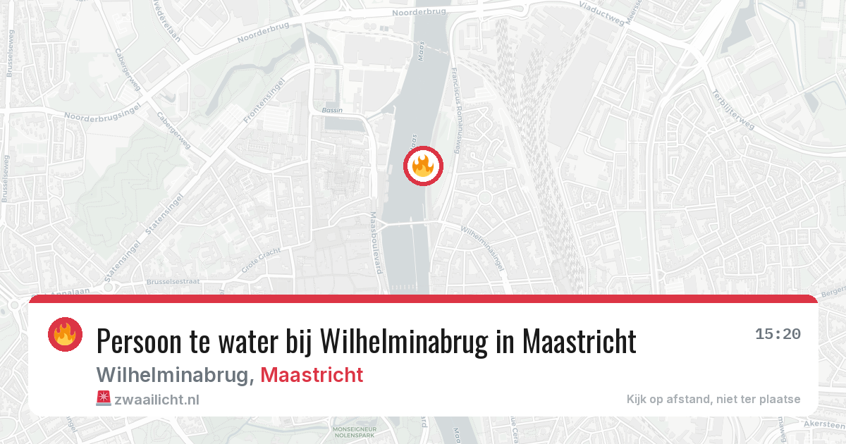 Persoon te water bij Wilhelminabrug in Maastricht — 9 jul 2026