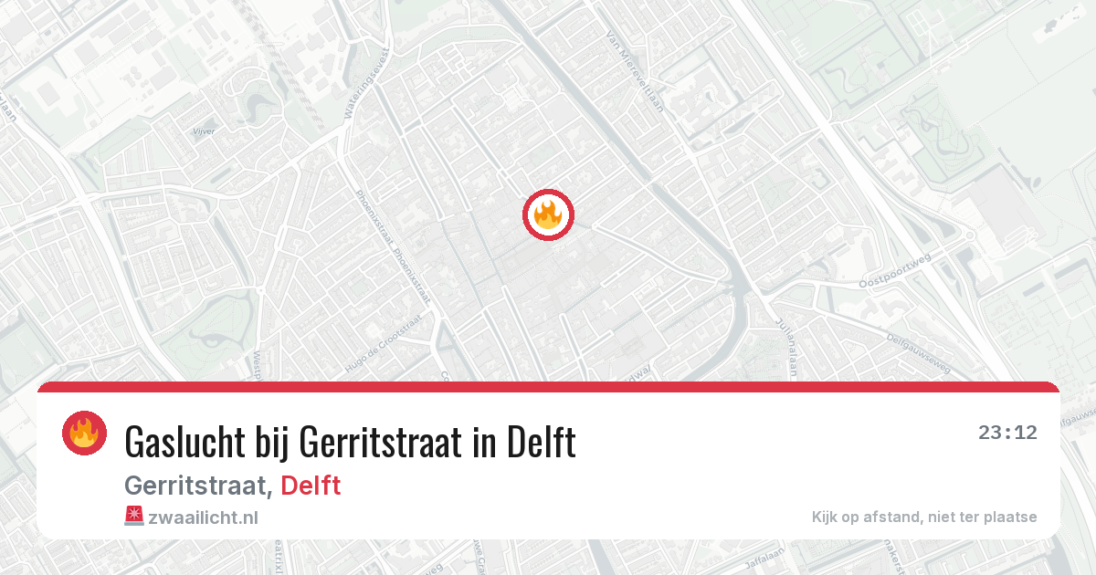 Gaslucht bij Gerritstraat in Delft — 15 feb 2026