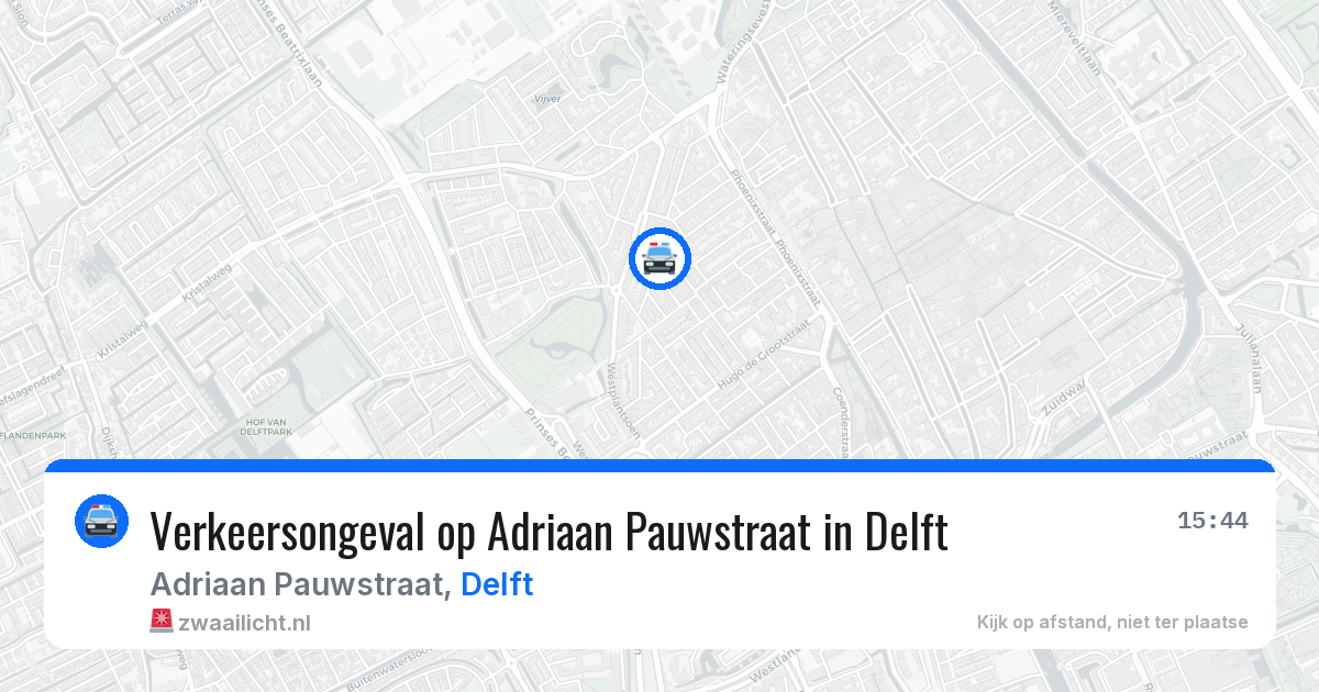 Verkeersongeval op Adriaan Pauwstraat in Delft — 29 jun 2026