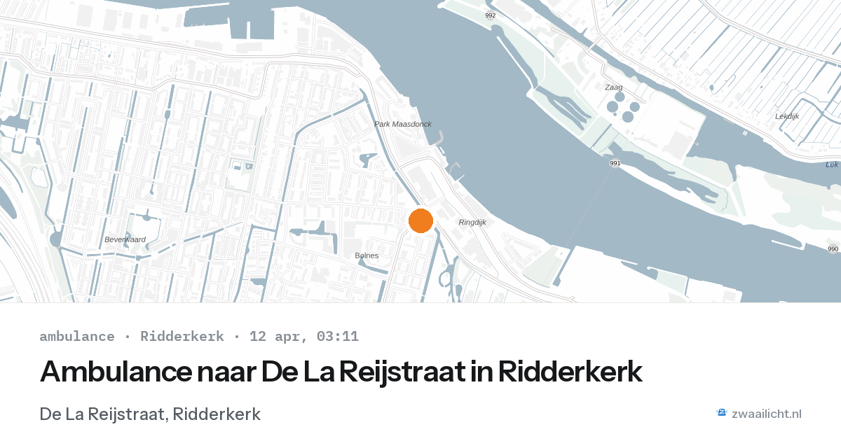 Ambulance naar De La Reijstraat in Ridderkerk — 12 apr 2026