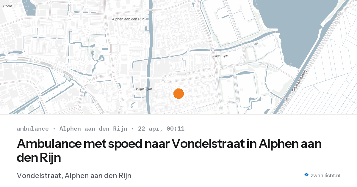 Ambulance met spoed naar Vondelstraat in Alphen aan den Rijn — 21 apr 2026