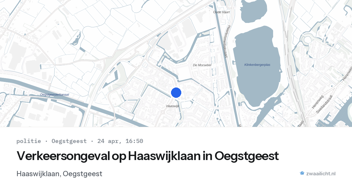 Verkeersongeval op Haaswijklaan in Oegstgeest — 24 apr 2026