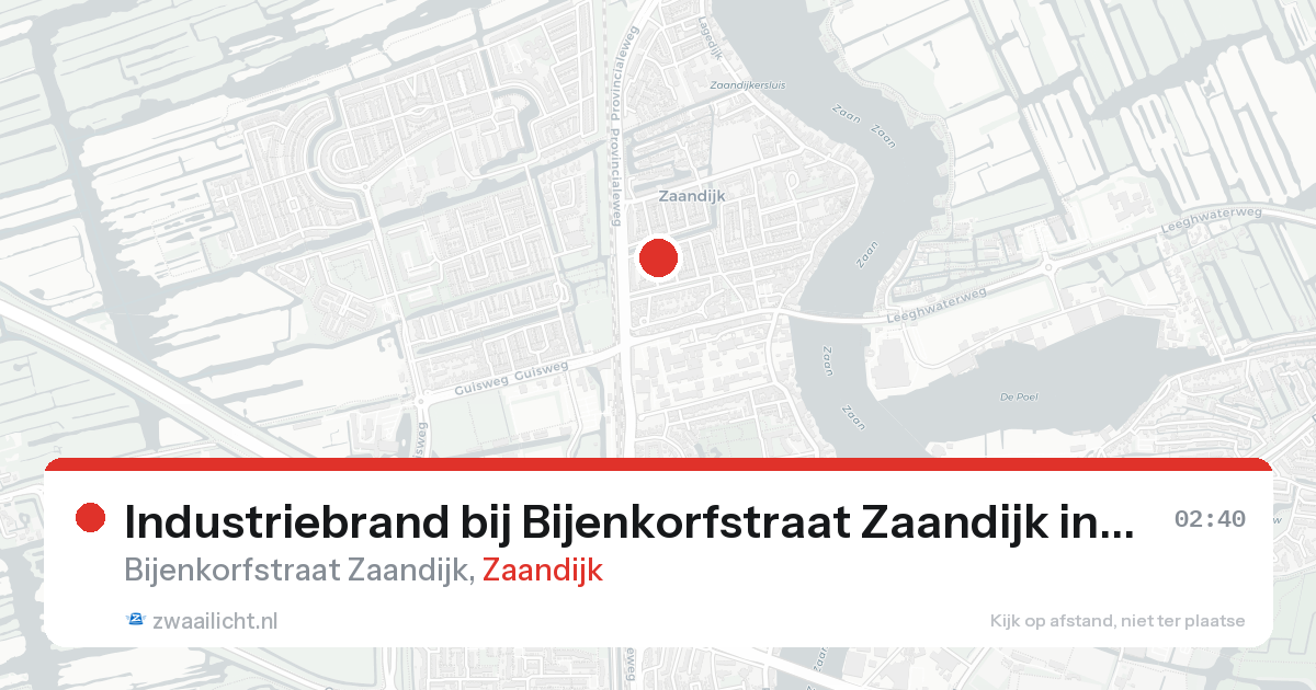 Industriebrand bij Bijenkorfstraat Zaandijk in Zaandijk — 22 aug 2026