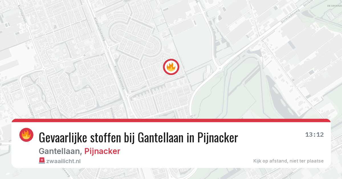 Gevaarlijke stoffen bij Gantellaan in Pijnacker — 12 mrt 2026