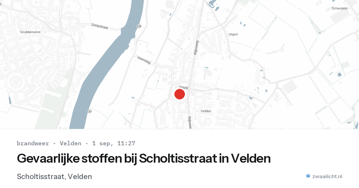 Gevaarlijke stoffen bij Scholtisstraat in Velden — 1 sep 2026