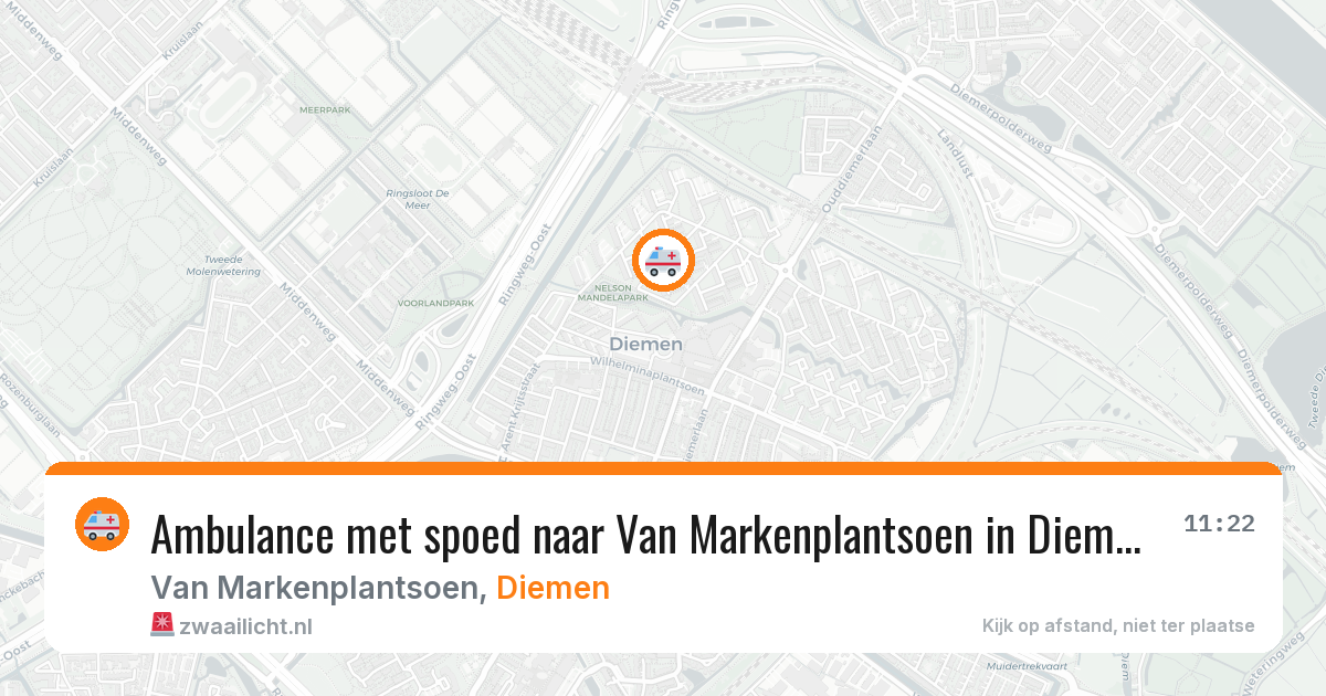 Ambulance met spoed naar Van Markenplantsoen in Diemen — 22 mei 2026