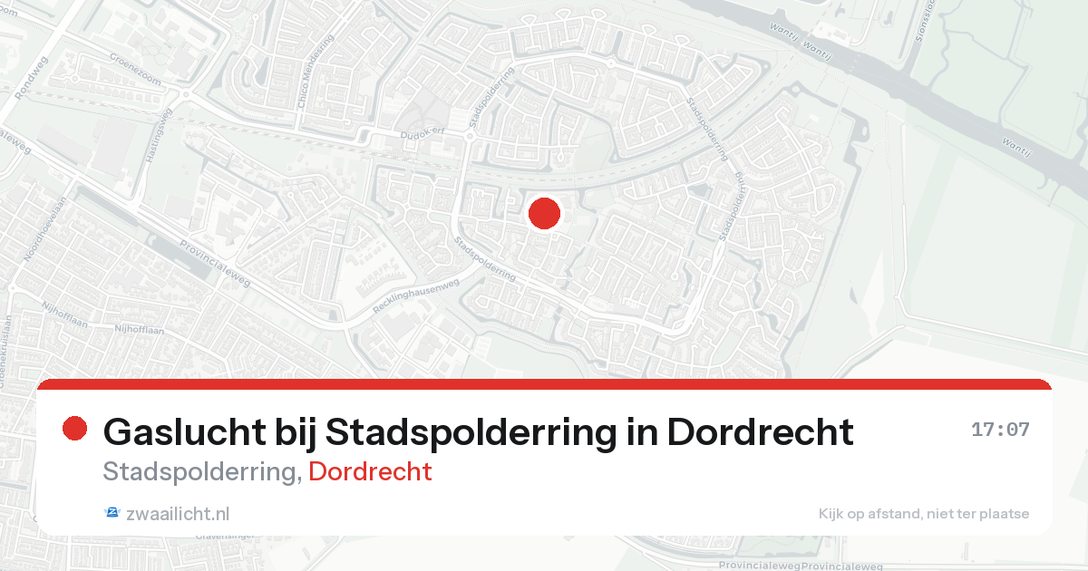 Gaslucht bij Stadspolderring in Dordrecht — 16 aug 2026