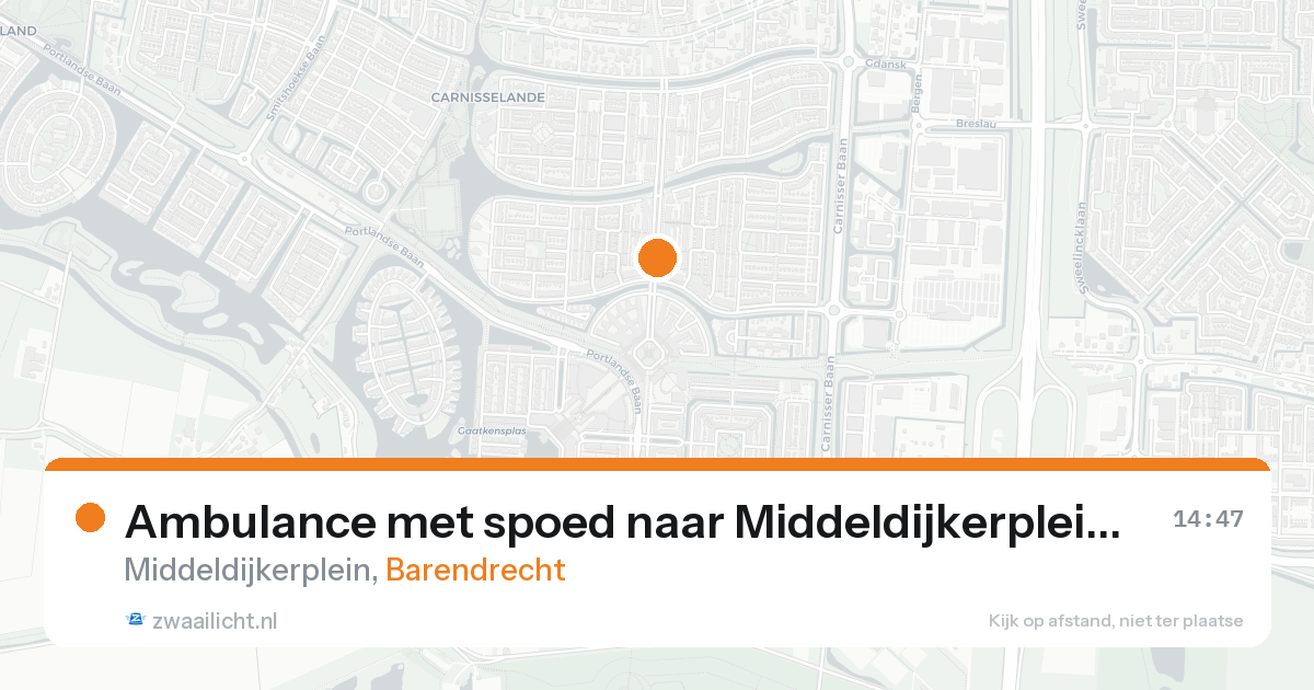 Ambulance met spoed naar Middeldijkerplein in Barendrecht — 17 aug 2026
