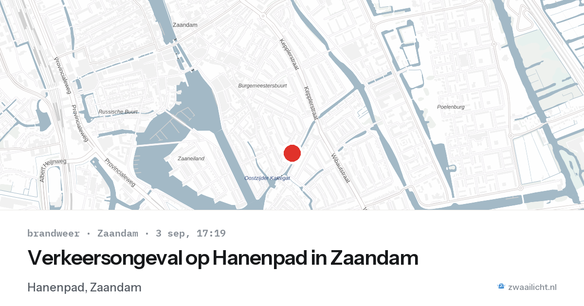 Verkeersongeval op Hanenpad in Zaandam — 3 sep 2026