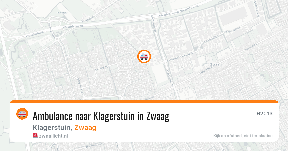 Ambulance naar Klagerstuin in Zwaag — 13 jul 2026