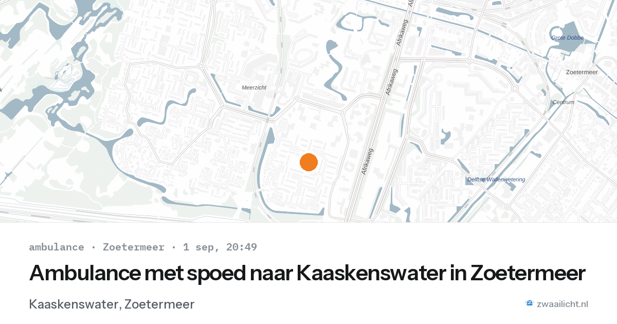Ambulance met spoed naar Kaaskenswater in Zoetermeer — 1 sep 2026
