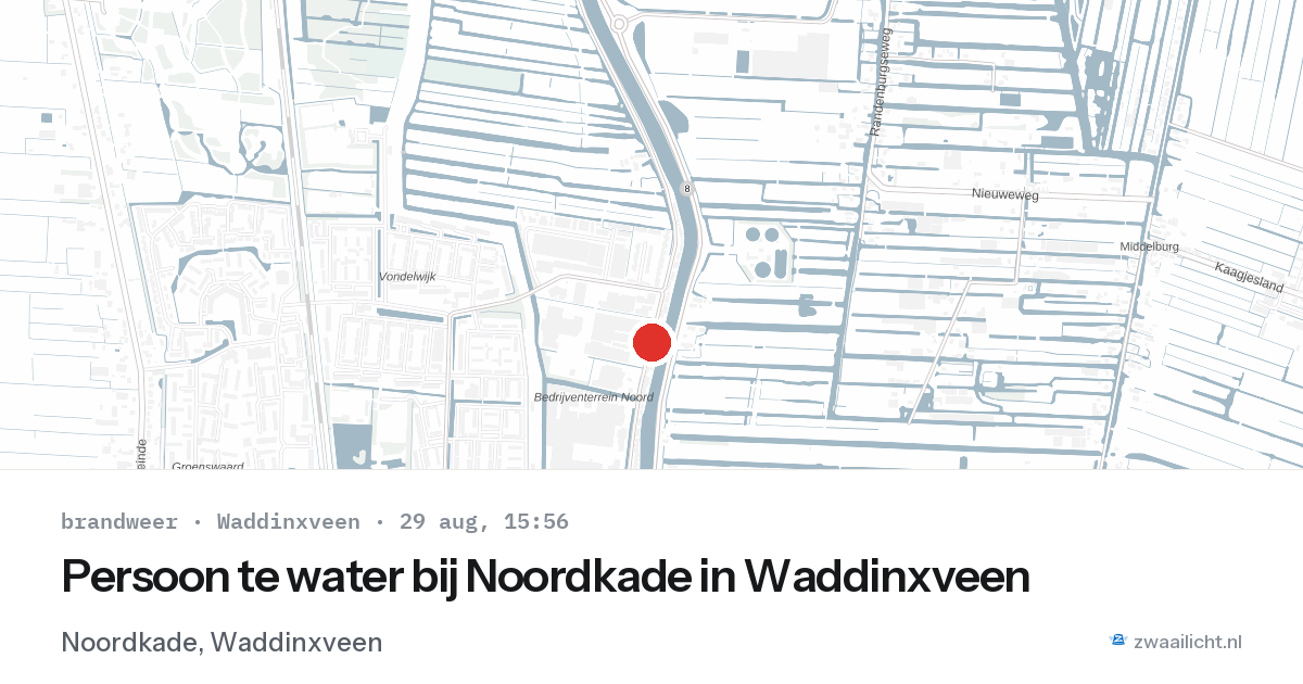 Persoon te water bij Noordkade in Waddinxveen — 29 aug 2026
