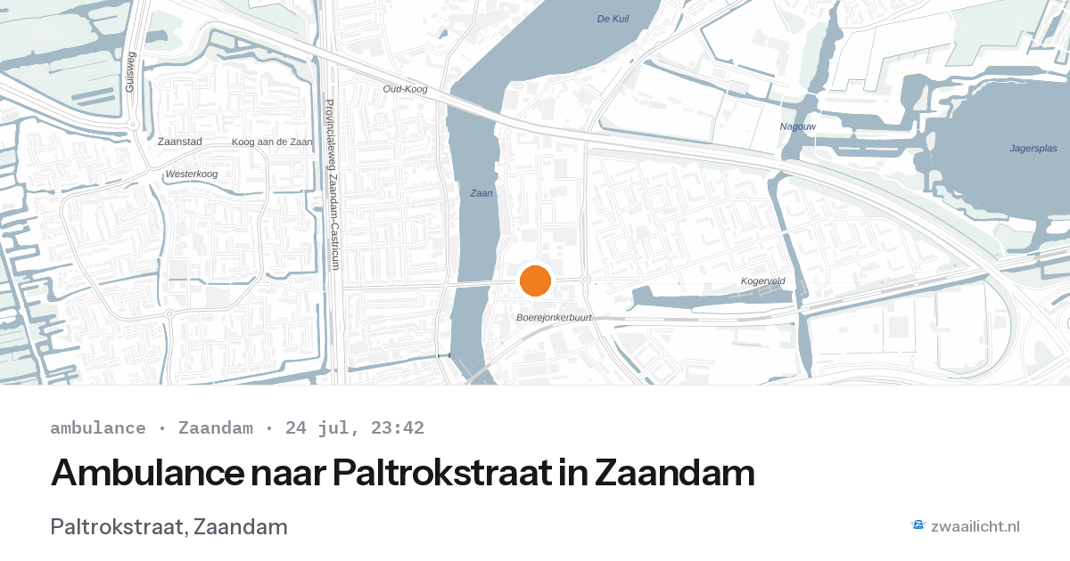 Ambulance naar Paltrokstraat in Zaandam — 24 jul 2026