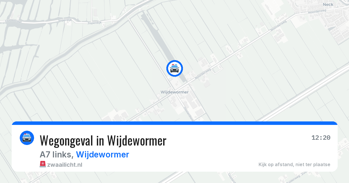Wegongeval in Wijdewormer — 31 jul 2026