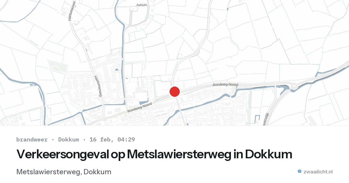 Verkeersongeval op Metslawiersterweg in Dokkum — 16 feb 2026