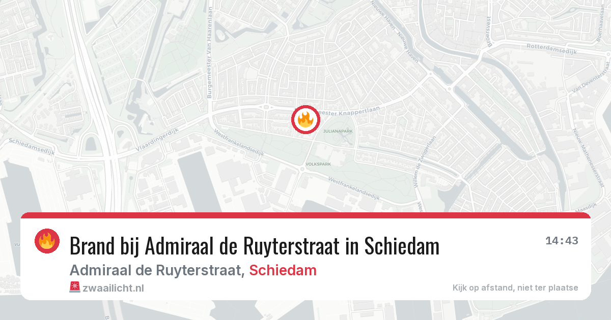 Brand bij Admiraal de Ruyterstraat in Schiedam — 24 jul 2026