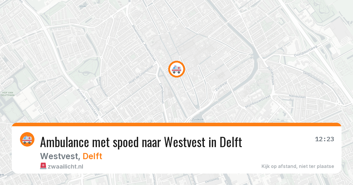 Ambulance met spoed naar Westvest in Delft — 2 apr 2026