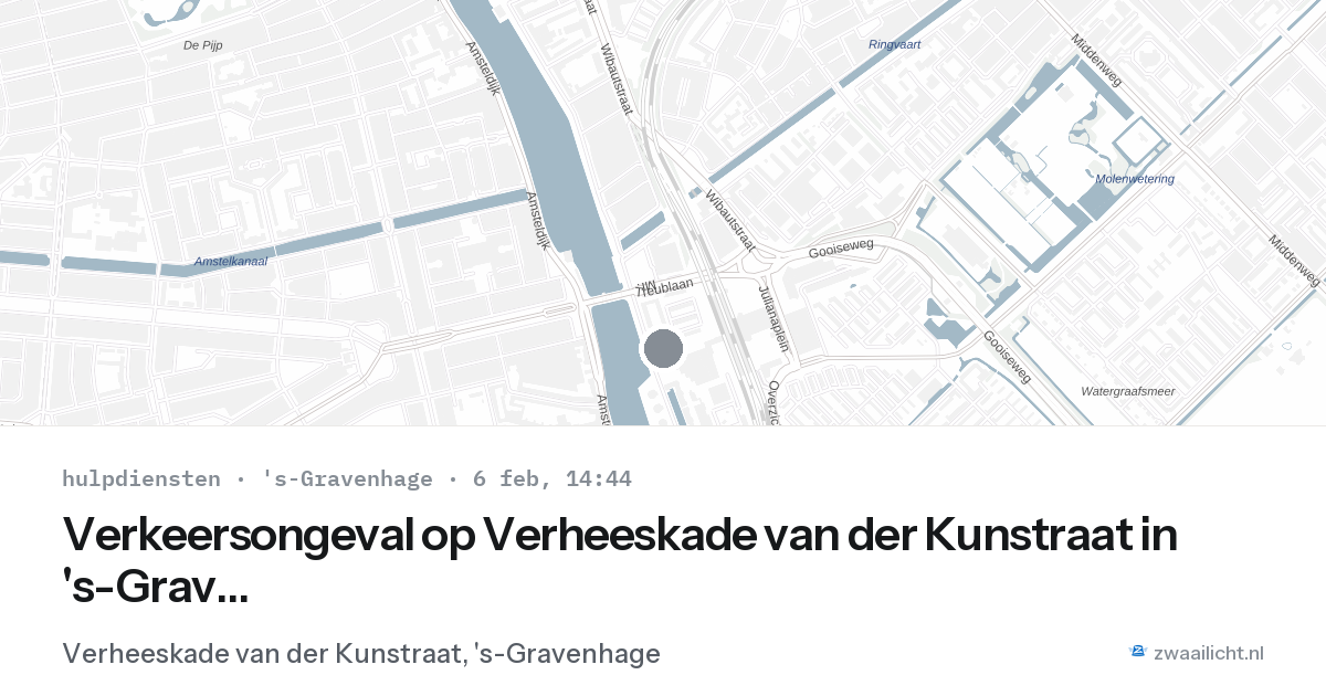 Verkeersongeval op Verheeskade van der Kunstraat in 's-Gravenhage — 6 feb 2026