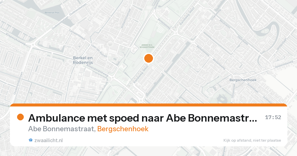 Ambulance met spoed naar Abe Bonnemastraat in Bergschenhoek — 16 aug 2026