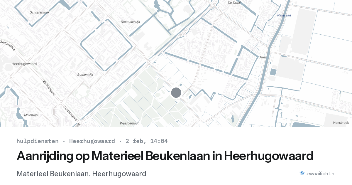 Aanrijding op Materieel Beukenlaan in Heerhugowaard — 2 feb 2026