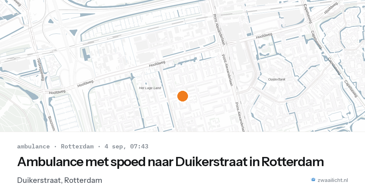Ambulance met spoed naar Duikerstraat in Rotterdam — 4 sep 2026