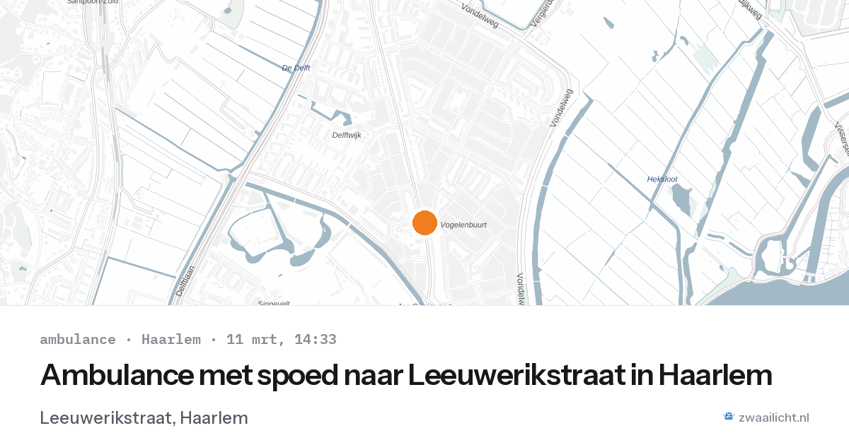 Ambulance met spoed naar Leeuwerikstraat in Haarlem — 11 mrt 2026