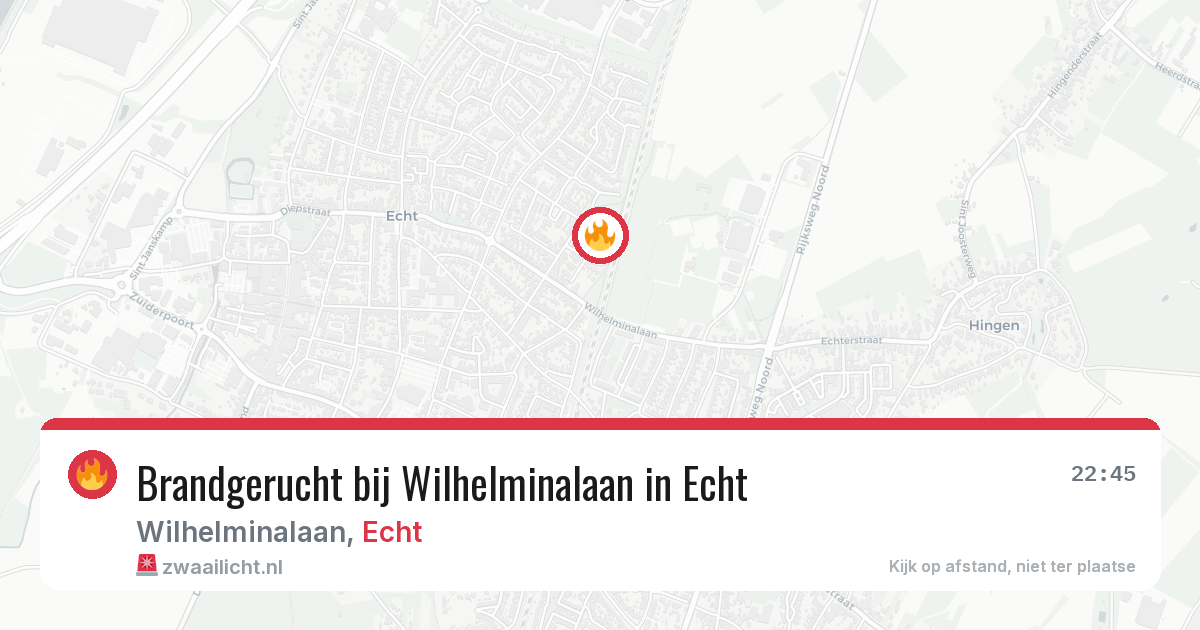 Brandgerucht bij Wilhelminalaan in Echt — 22 jun 2026