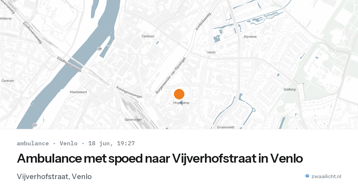 Ambulance met spoed naar Vijverhofstraat in Venlo — 18 jun 2026