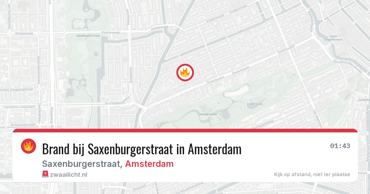 Brand bij Saxenburgerstraat in Amsterdam — 13 mrt 2026