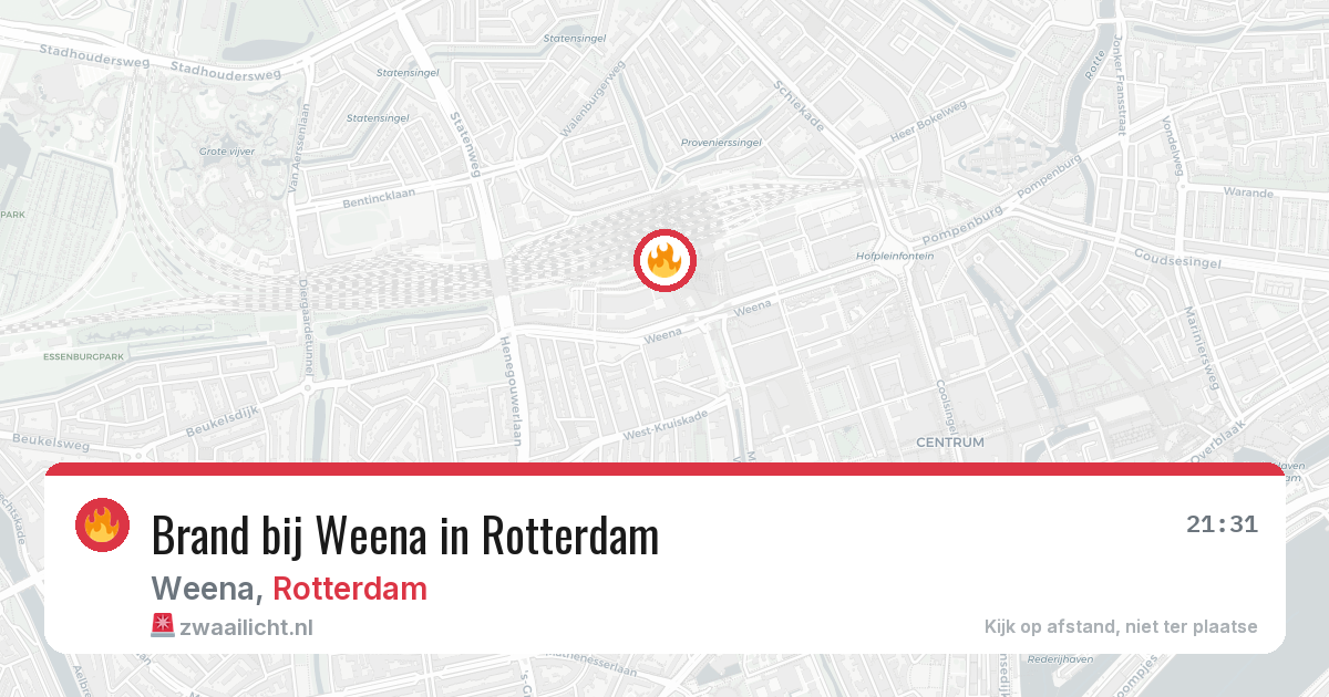 Brand bij Weena in Rotterdam — 20 jun 2026