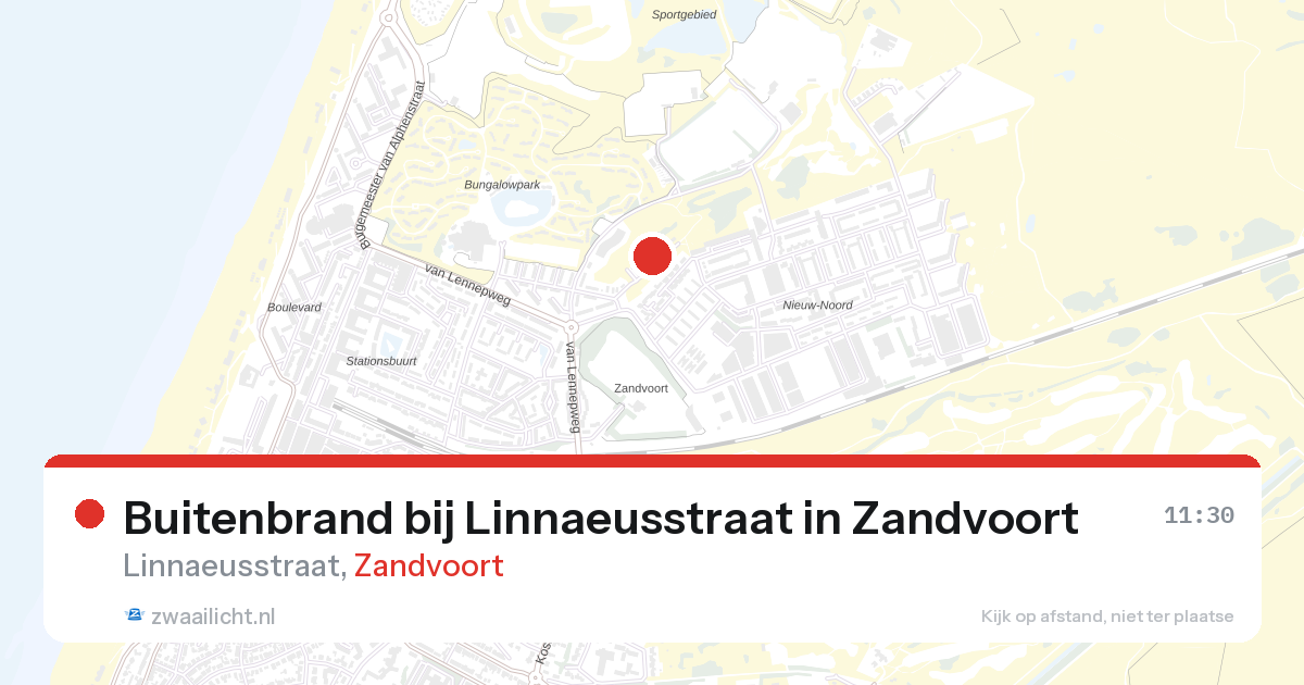 Buitenbrand bij Linnaeusstraat in Zandvoort — 28 aug 2026