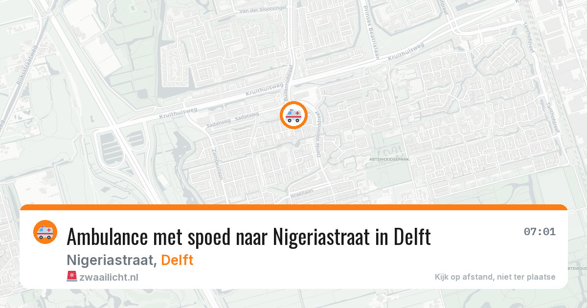 Ambulance met spoed naar Nigeriastraat in Delft — 13 jul 2026