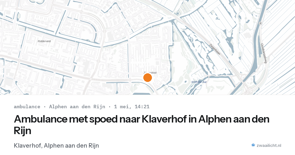Ambulance met spoed naar Klaverhof in Alphen aan den Rijn — 1 mei 2026