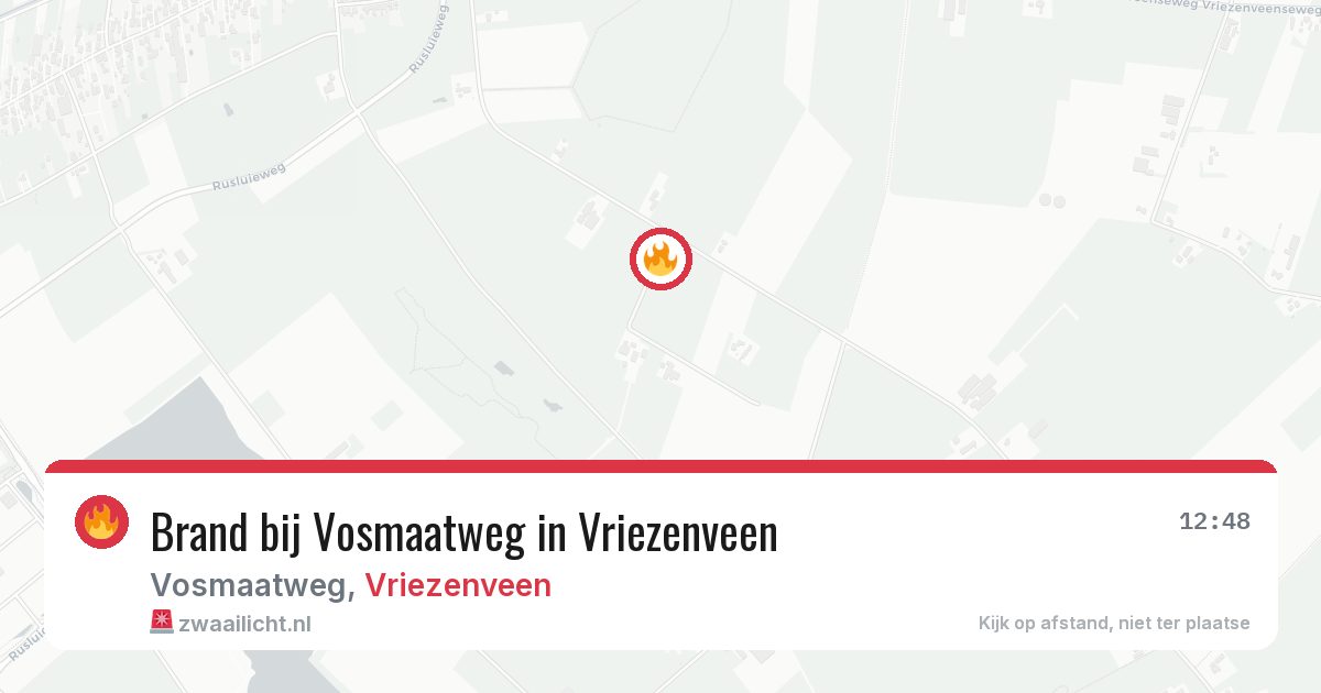 Brand bij Vosmaatweg in Vriezenveen — 31 jul 2026
