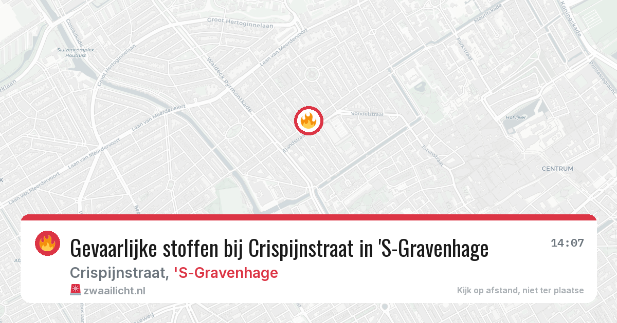 Gevaarlijke stoffen bij Crispijnstraat in 'S-Gravenhage — 15 mei 2026