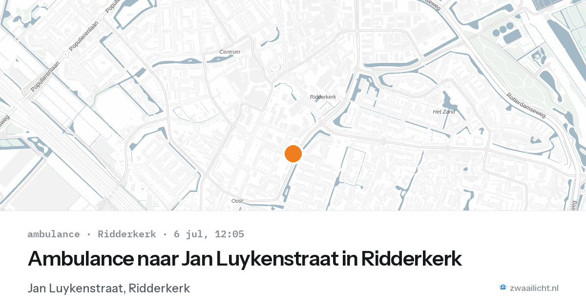 Ambulance naar Jan Luykenstraat in Ridderkerk — 6 jul 2026