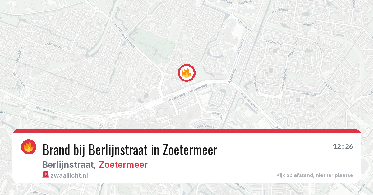 Brand bij Berlijnstraat in Zoetermeer — 20 jun 2026